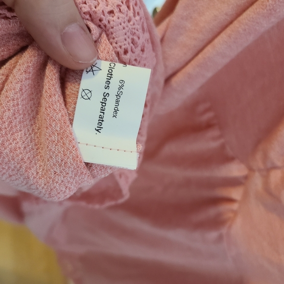 Rosegal Light Pink Top Long Sleeve Cold Shoulder Double Straps Lace US 20 3X - Picture 6 of 7